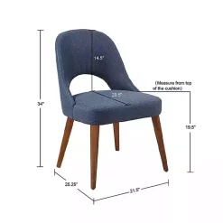 Kirklands Home Dining Chairs|Cut-Out Pecan Wood Dining Chairs, Set of 2 Blue