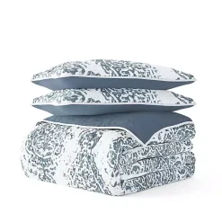 Kirklands Home Quilts|Blue Damask Reversible 3-pc. Queen Quilt Set