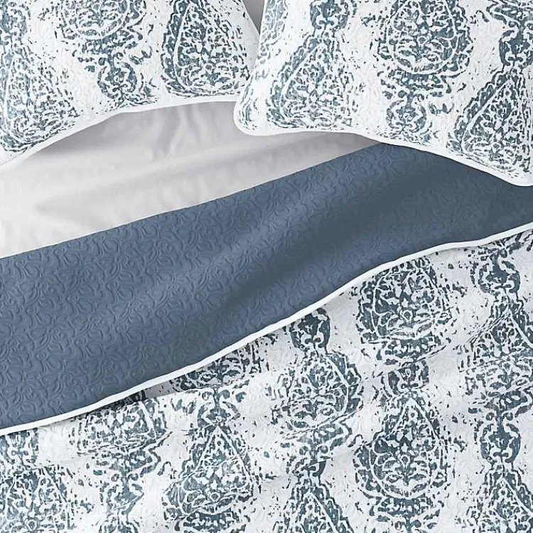 Kirklands Home Quilts|Blue Damask Reversible 3-pc. King Quilt Set