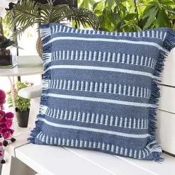Clearance Blue Dash Stripe Indoor/Outdoor Pillow Pillows