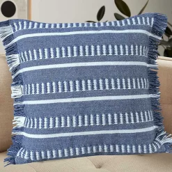 Clearance Blue Dash Stripe Indoor/Outdoor Pillow Pillows
