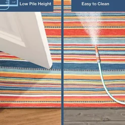 Kirklands Home Outdoor Rugs|Blue Dhurri Stripe Indoor/Outdoor Area Rug, 7x9