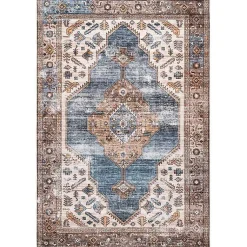 Kirklands Home Area Rugs|Blue Distressed Medallion Washable Area Rug, 8x10