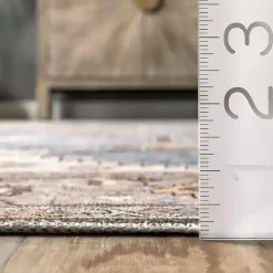 Kirklands Home Area Rugs|Blue Distressed Medallion Washable Area Rug, 8x10