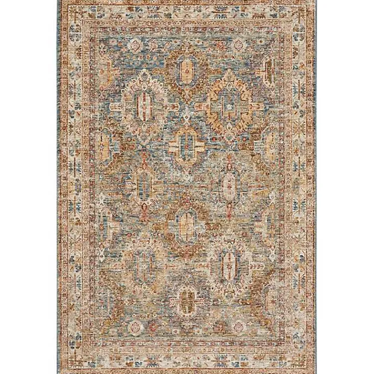 Kirklands Home Area Rugs|Blue Distressed Multi Medallion Area Rug, 5x7