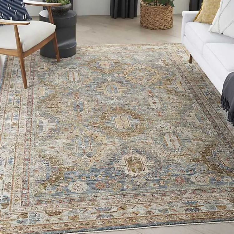 Kirklands Home Area Rugs|Blue Distressed Multi Medallion Area Rug, 5x7