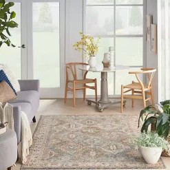 Kirklands Home Area Rugs|Blue Distressed Multi Medallion Area Rug, 5x7