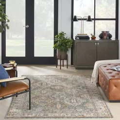 Kirklands Home Area Rugs|Blue Distressed Multi Medallion Area Rug, 5x7