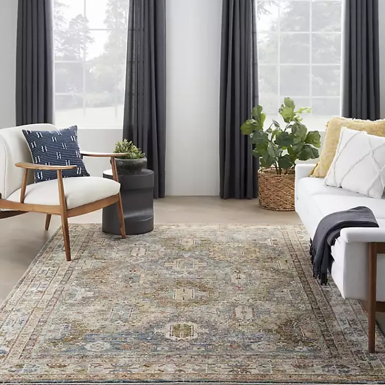 Kirklands Home Area Rugs|Blue Distressed Multi Medallion Area Rug, 5x7