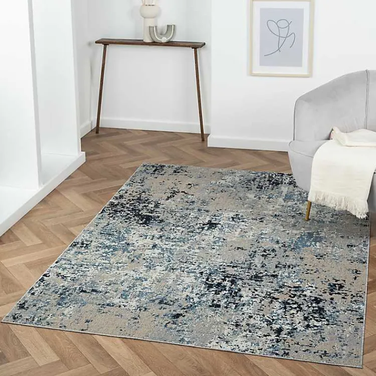 Kirklands Home Area Rugs|Blue Distressed Washable Area Rug, 7x9
