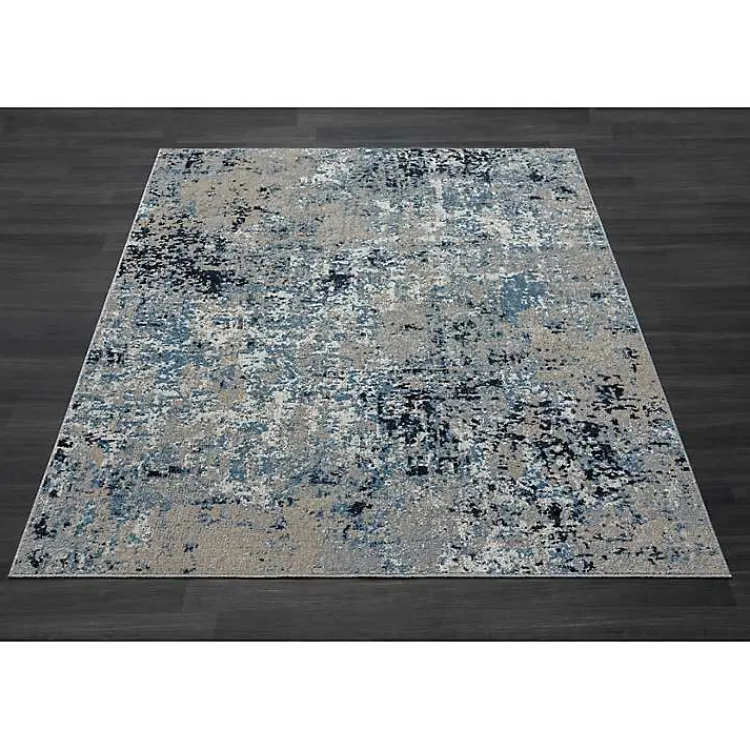 Kirklands Home Area Rugs|Blue Distressed Washable Area Rug, 7x9