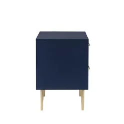 Kirklands Home Nightstands|2-Drawer Nightstand with Gold Hardware Blue