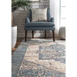 Kirklands Home Area Rugs|Blue Eli Medallion Fringe Area Rug, 4x6