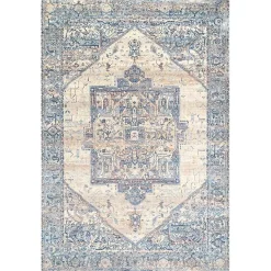 Kirklands Home Area Rugs|Blue Eli Medallion Fringe Area Rug, 5x8