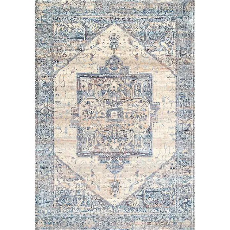 Kirklands Home Area Rugs|Blue Eli Medallion Fringe Area Rug, 5x8