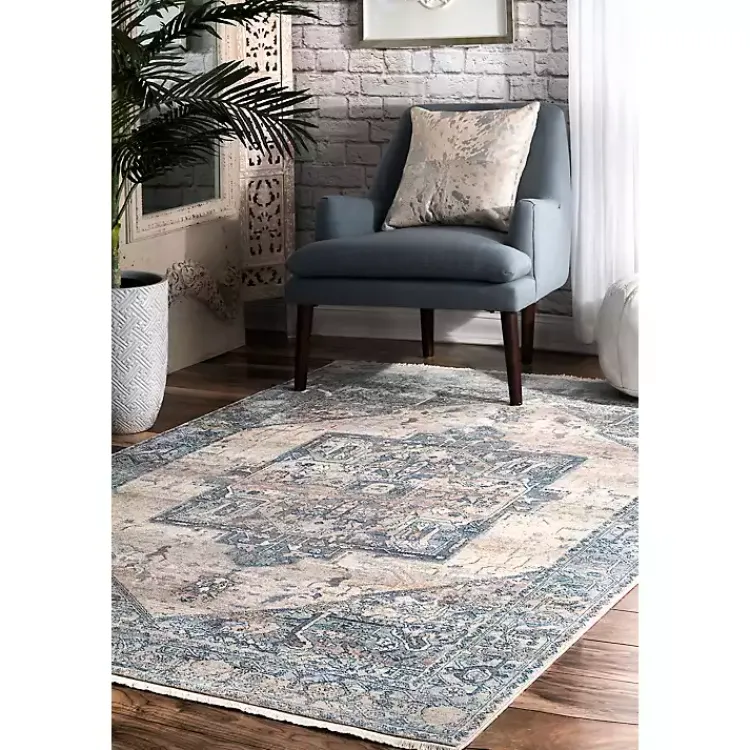 Kirklands Home Area Rugs|Blue Eli Medallion Fringe Area Rug, 8x10
