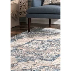 Kirklands Home Area Rugs|Blue Eli Medallion Fringe Area Rug, 8x10