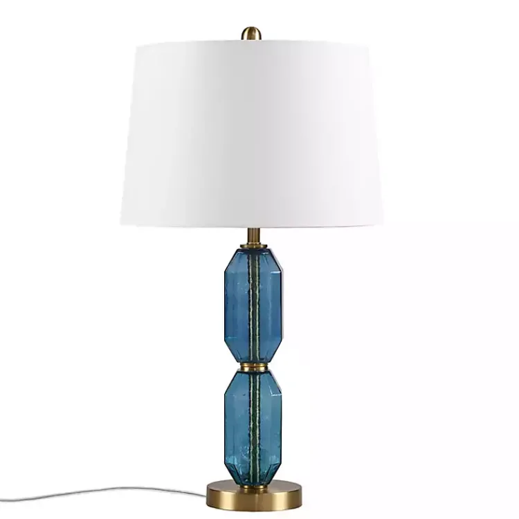 Kirklands Home Table Lamps|Faceted Glass Table Lamp Blue