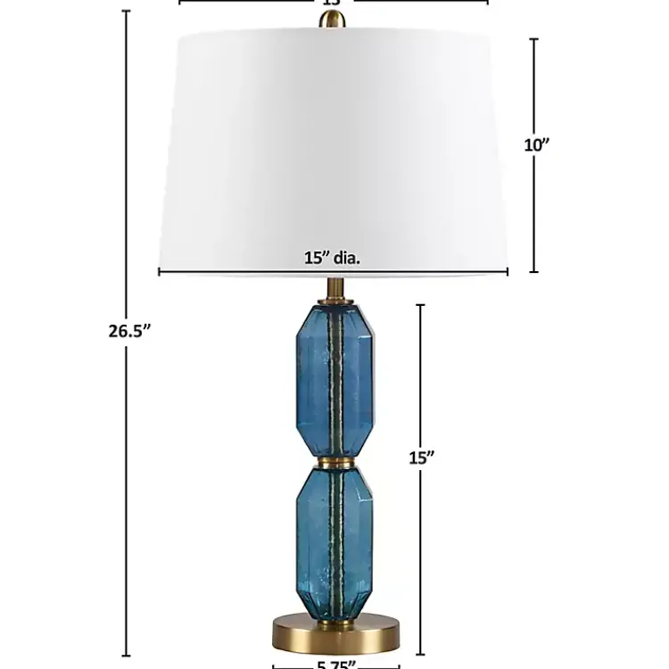 Kirklands Home Table Lamps|Faceted Glass Table Lamp Blue