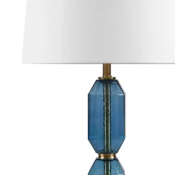 Kirklands Home Table Lamps|Faceted Glass Table Lamp Blue