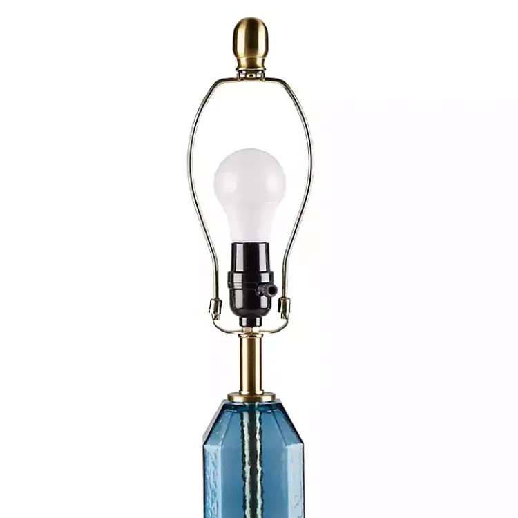 Kirklands Home Table Lamps|Faceted Glass Table Lamp Blue