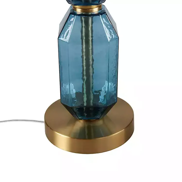 Kirklands Home Table Lamps|Faceted Glass Table Lamp Blue