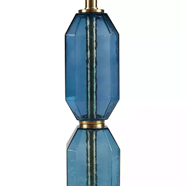 Kirklands Home Table Lamps|Faceted Glass Table Lamp Blue