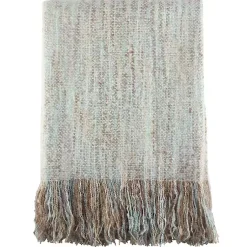 Clearance Blue Faux Mohair Fringe Throw Blankets & Throws