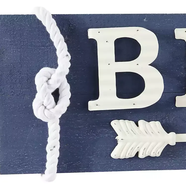 Kirklands Home Wall Quotes & Signs|Fir Beach Arrow Coastal Wall Plaque Blue