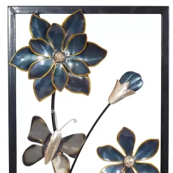 Kirklands Home Wall Plaques|Blue Floral and Butterfly Wall Plaques, Set of 2