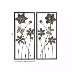 Kirklands Home Wall Plaques|Blue Floral and Butterfly Wall Plaques, Set of 2