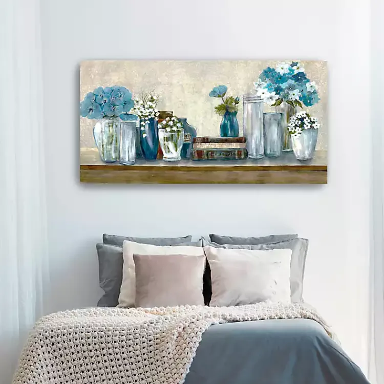 Kirklands Home Canvas Art|Blue Floral Desk Giclee Canvas Print, 60x30 in.