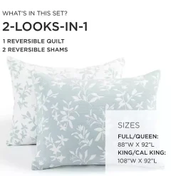 Kirklands Home Quilts|Blue Floral Reversible 3-pc. King Quilt Set