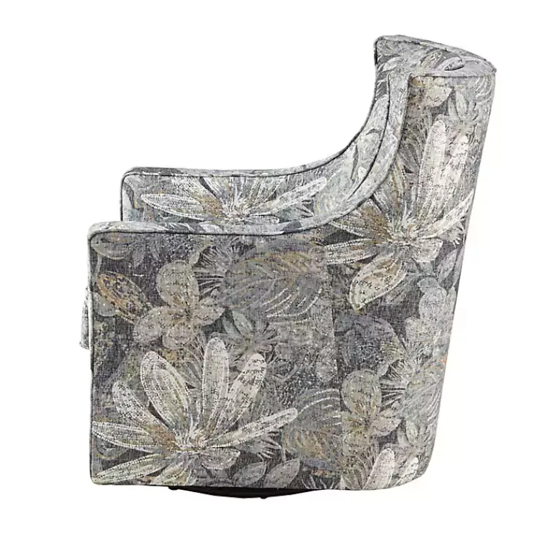Kirklands Home Accent Chairs|Floral Swivel Mica Glider Accent Chair Blue