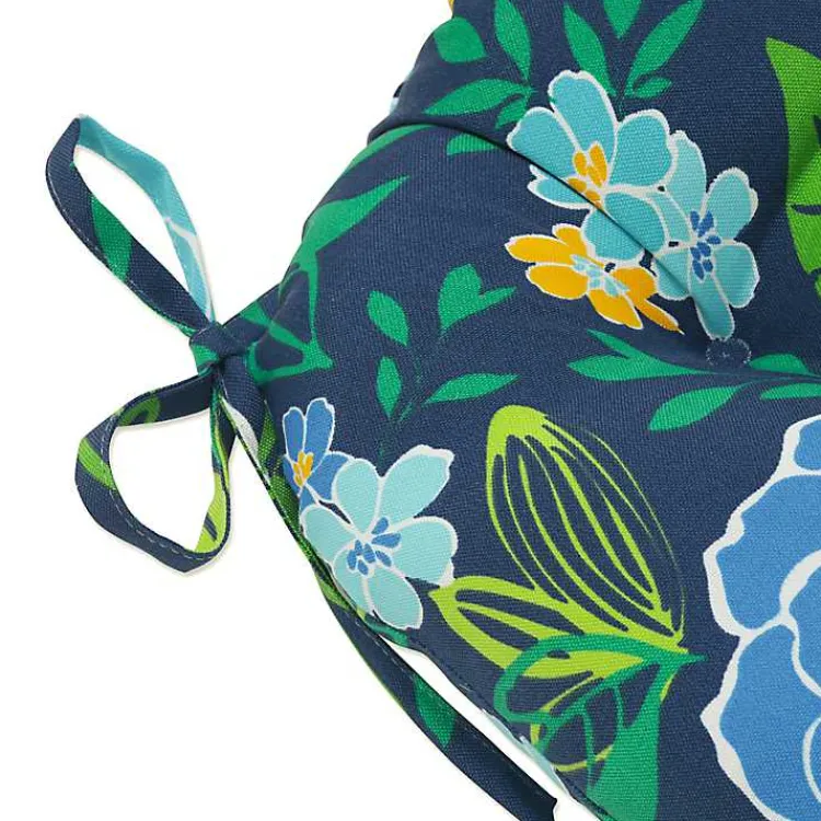 Kirklands Home Outdoor Cushions & Pillows|Blue Floral Tufted Outdoor Seat Cushions, Set of 2