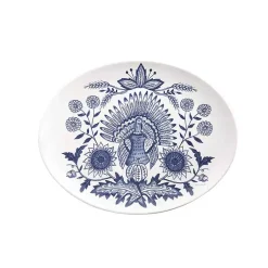 Outlet Blue Floral Turkey Oval Platter Fall