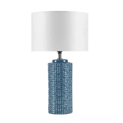 Kirklands Home Table Lamps|Blue Geometric Ceramic Table Lamp White