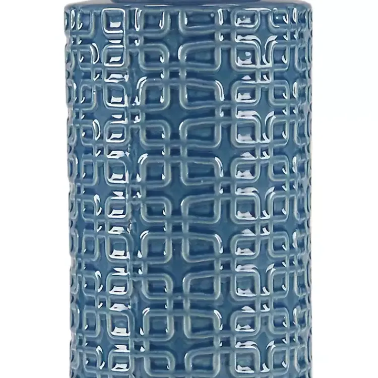 Kirklands Home Table Lamps|Blue Geometric Ceramic Table Lamp White