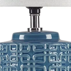 Kirklands Home Table Lamps|Blue Geometric Ceramic Table Lamp White