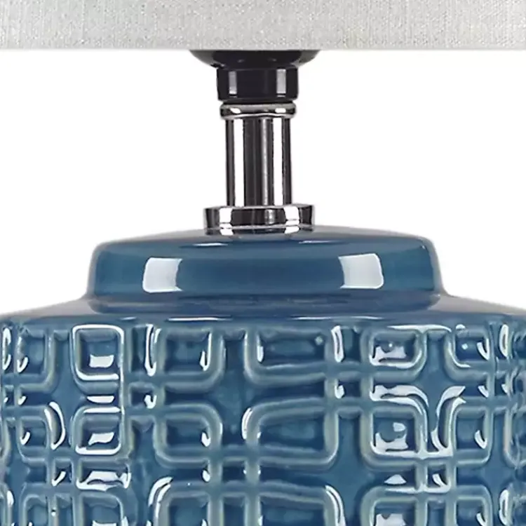 Kirklands Home Table Lamps|Blue Geometric Ceramic Table Lamp White