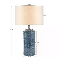 Kirklands Home Table Lamps|Blue Geometric Ceramic Table Lamp White