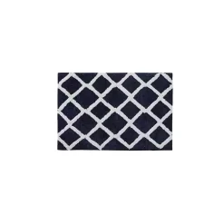 Kirklands Home Bathroom Rugs|Blue Geometric Pattern Reversible Bath Mat, 34 in.