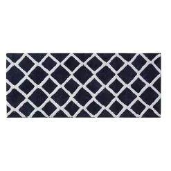 Kirklands Home Bathroom Rugs|Blue Geometric Pattern Reversible Bath Mat, 60 in.