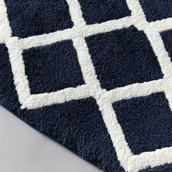 Kirklands Home Bathroom Rugs|Blue Geometric Pattern Reversible Bath Mat, 60 in.