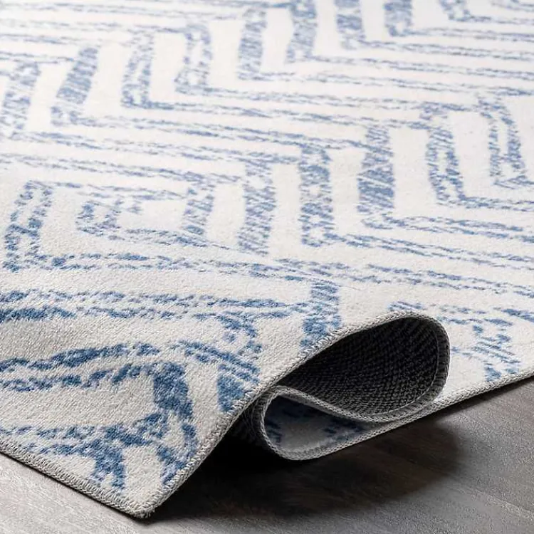 Kirklands Home Area Rugs|Blue Geometric Pattern Washable Runner