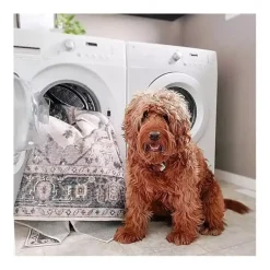 Kirklands Home Area Rugs|Blue Geometric Pattern Washable Runner