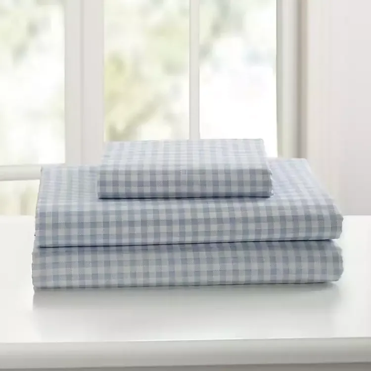 Kirklands Home Bed Sheets|Gingham King 3-pc. Sheet Set Blue