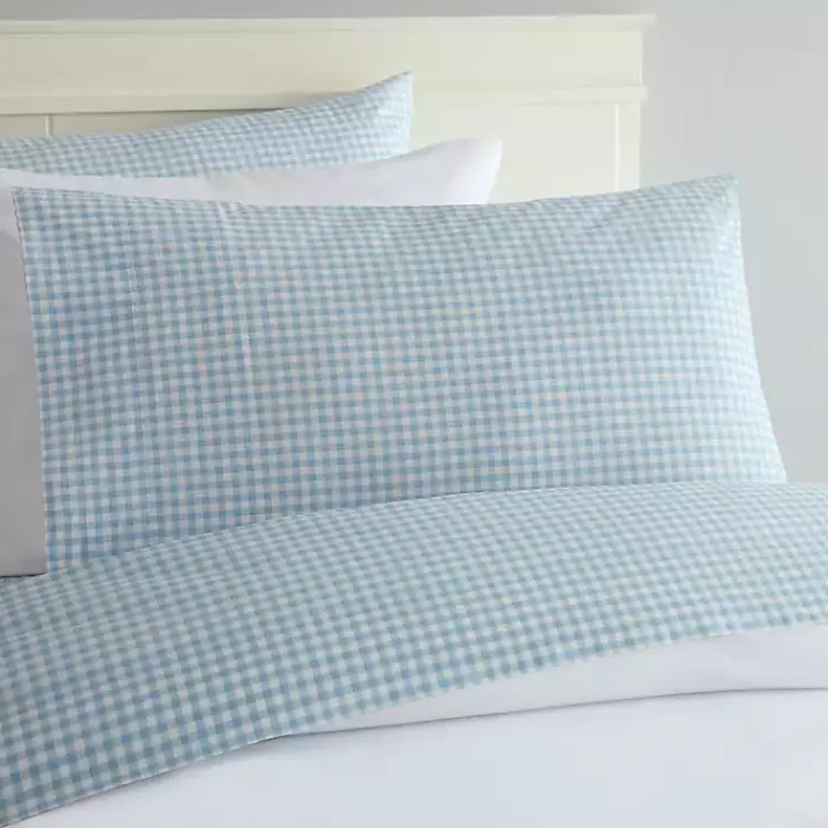 Kirklands Home Bed Sheets|Gingham King 3-pc. Sheet Set Blue