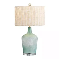 Kirklands Home Table Lamps|Blue Glass Coastal Table Lamp Tan