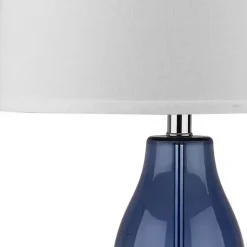 Kirklands Home Table Lamps|Blue Glass Hourglass Table Lamps, Set of 2 White